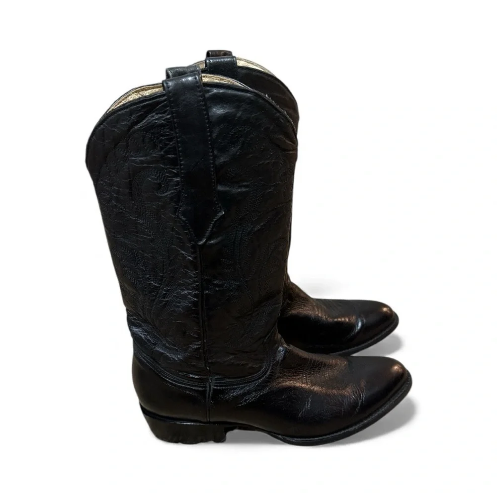 EUC - Justin Black Leather Cowboy Boots - Size 10